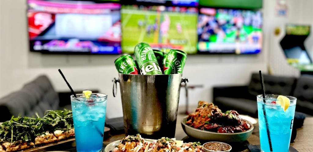 Snack and drinks table in tavern