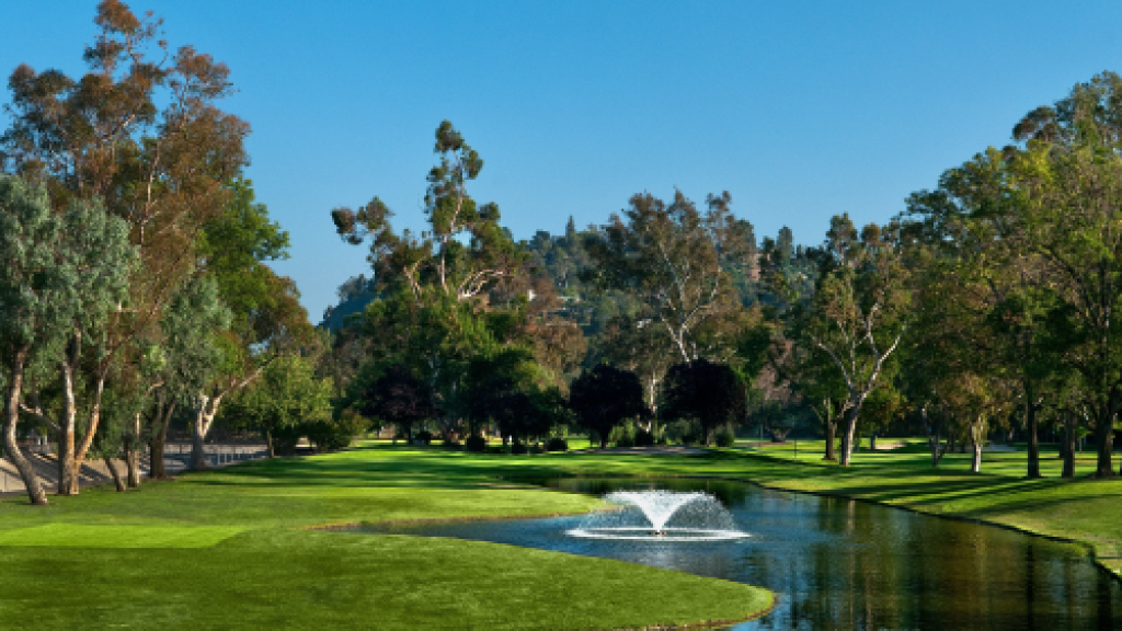 CW Koiner Golf Course Fairway with trees and pond on fountain